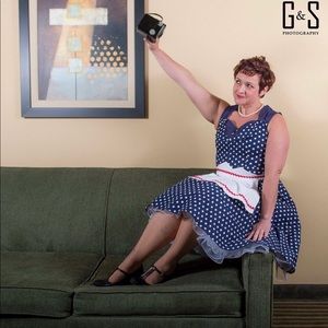 Pin Up Dress Navy Blue Pinup Dress Costume